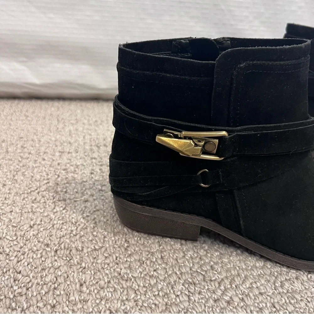 Fergalicious By Fergie Midas Black Women’s Ankle Boots Size 7.5 M New Side Zip,